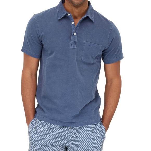 Faherty Other - FAHERTY Navy Sunwashed Pocket Polo Shirt Size Medium